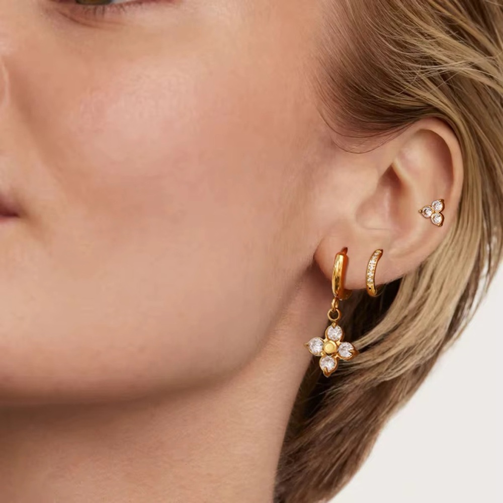 3 Pairs | 18K Gold Plated Earring Set - Picture 4 of 7